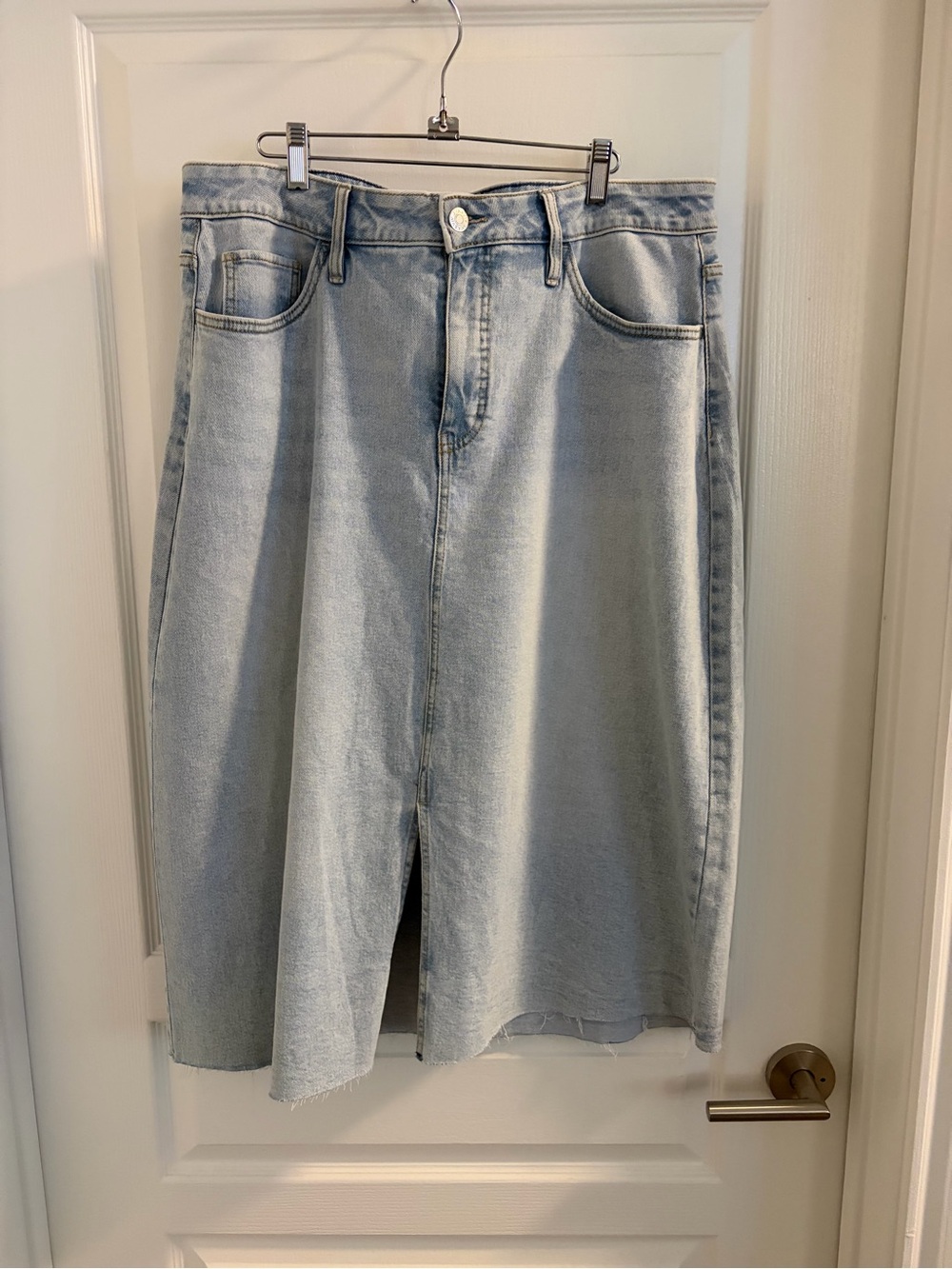 Ava & Viv A-Line Light Wash Denim Midi Skirt